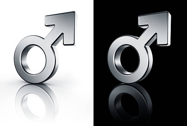 male mars sign on white and black floor