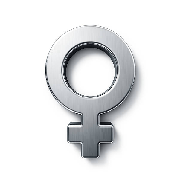 female venus sign 3d rendering of a venus sign in brushed metal on a white isolated background. female gender symbol stock pictures, royalty-free photos & images