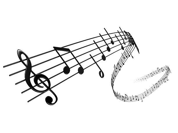 notas - musical note treble clef music three dimensional shape - fotografias e filmes do acervo