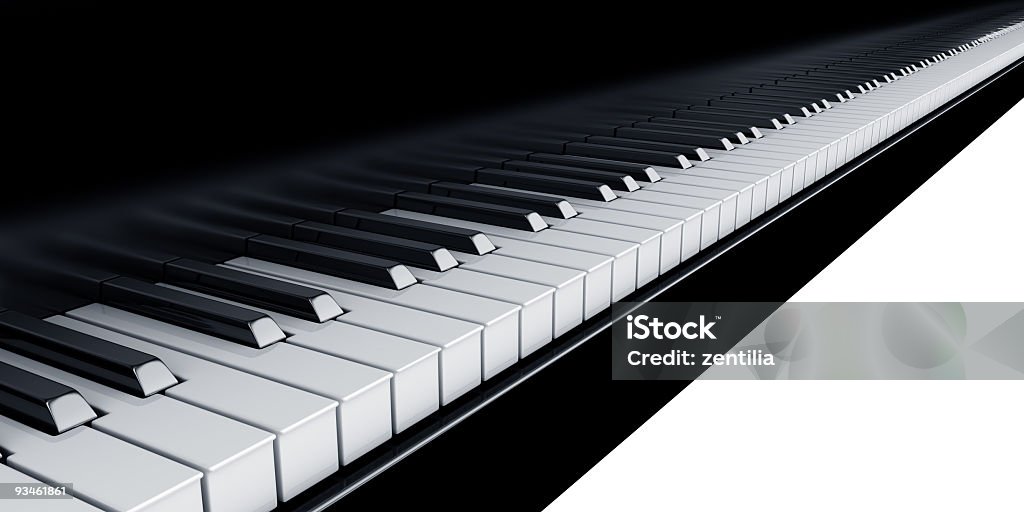 Piano keys 3d rendering of piano keys Black Color Stock Photo