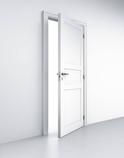 istock An open white door in a white room 93461865