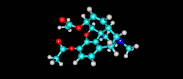 istock Molecular structure of Heroin on black background 934619838