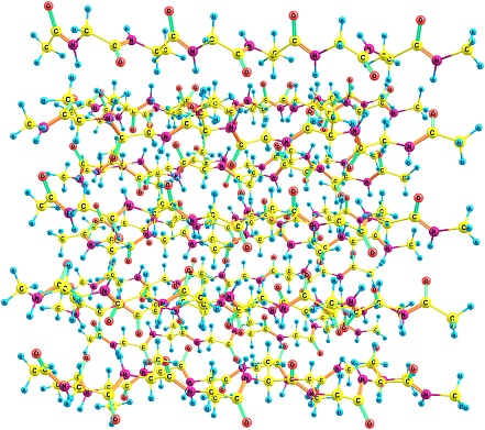 Fibroin is an insoluble protein present in silk created by spiders. 3d illustration