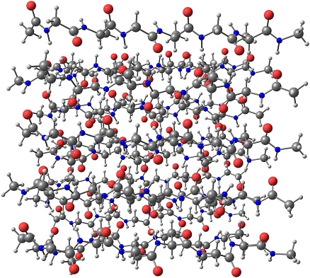 Fibroin is an insoluble protein present in silk created by spiders. 3d illustration