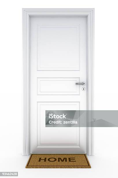 Foto de Portas Com Home Capacho e mais fotos de stock de Branco - Branco, Buraco de Fechadura, Capacho