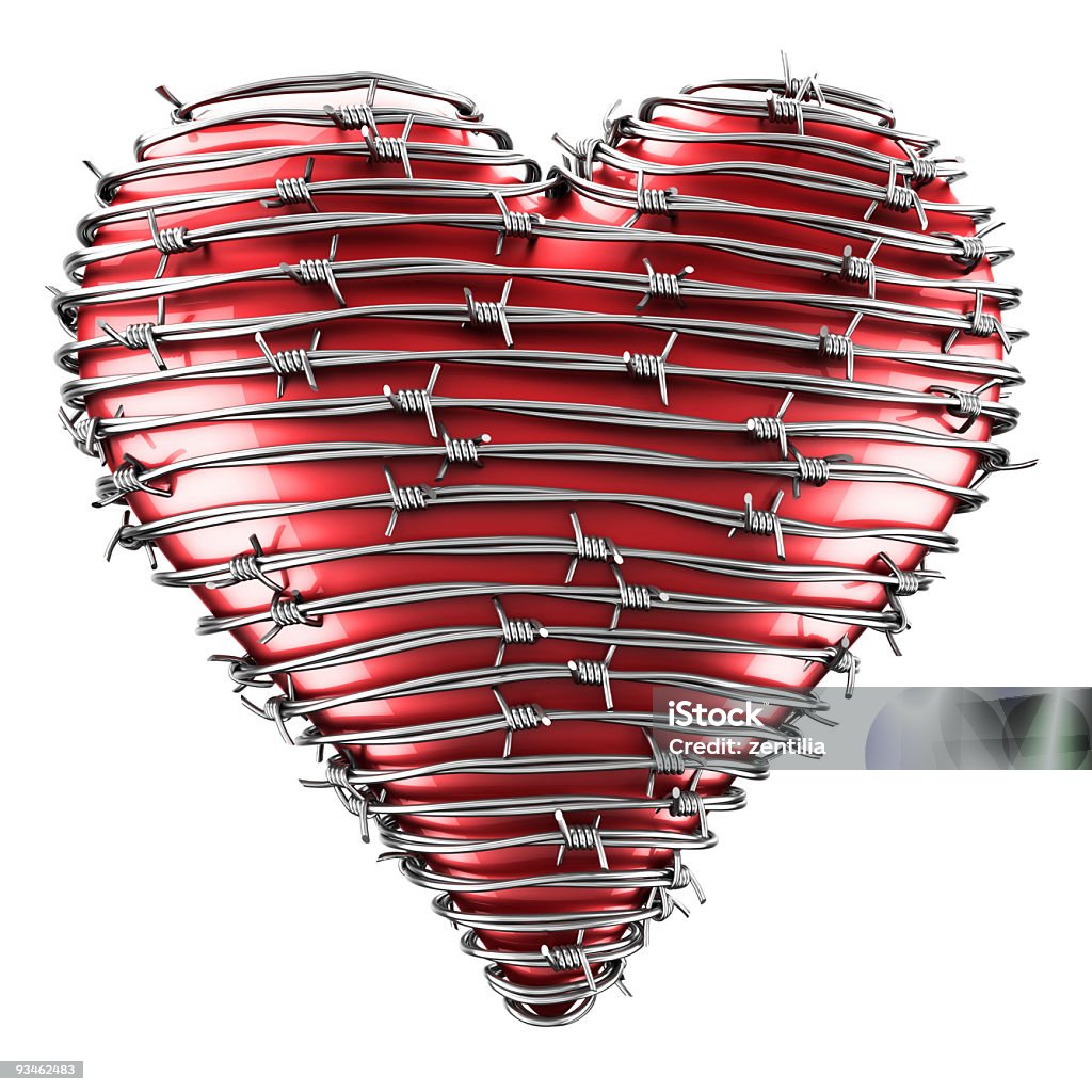 Coração de arame farpado - Foto de stock de Símbolo do Coração royalty-free
