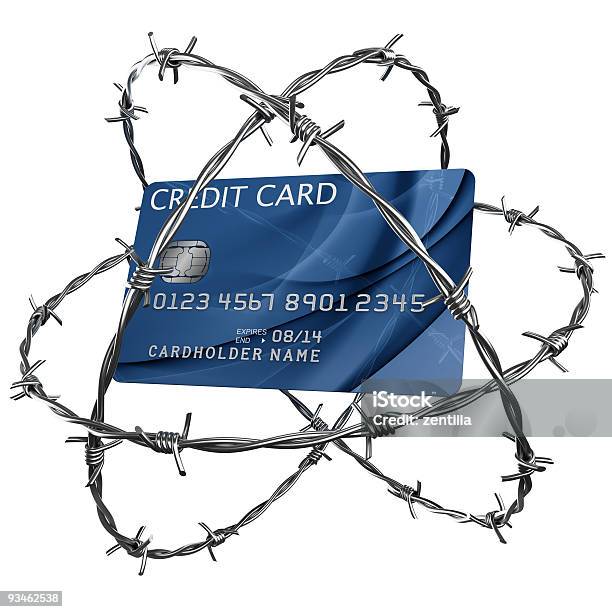Kreditkarte Mit Stacheldraht Stockfoto und mehr Bilder von Bankgeschäft - Bankgeschäft, Bankkarte, Blau