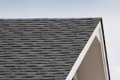grey and black roof shingles of house