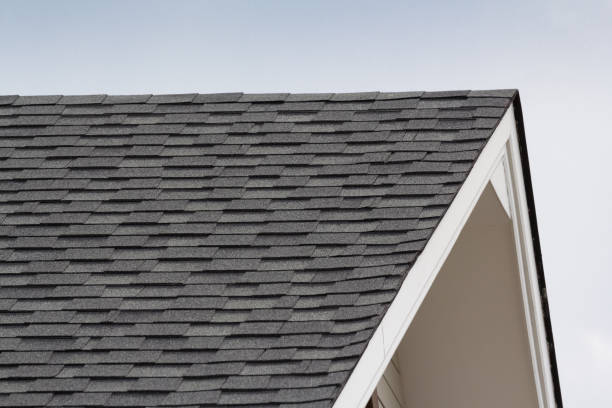 grey and black roof shingles of house grey and black roof shingles of house gable photos stock pictures, royalty-free photos & images