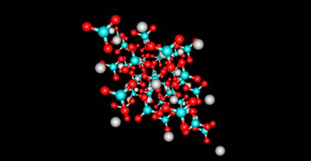 estruturas moleculares de calcita isoladas no fundo preto - carbonic acid - fotografias e filmes do acervo