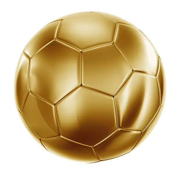3d rendering of a soccerball in gold
