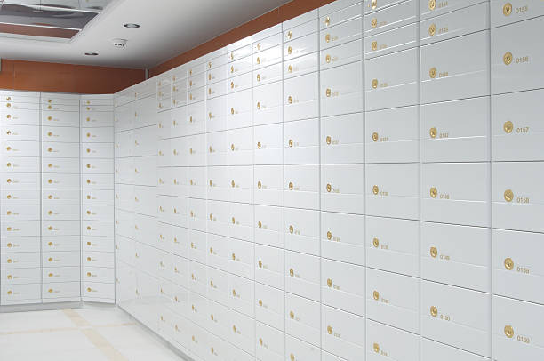 Safe deposit boxes stock photo
