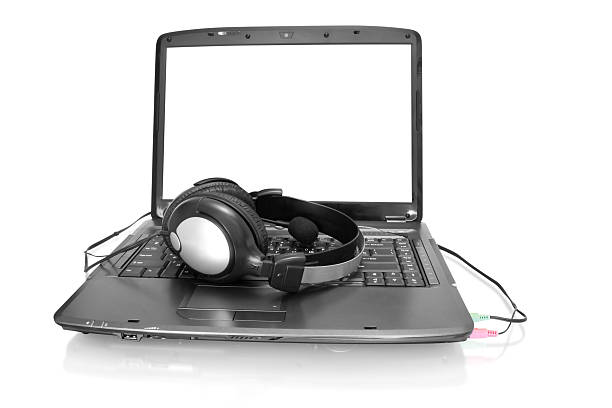 istock home laptop with stereo headset 93463132