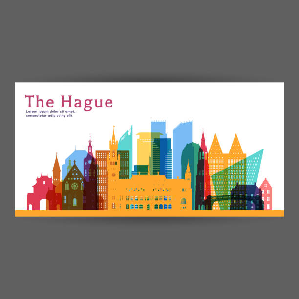 The Hague colorful architecture vector illustration, skyline city silhouette, skyscraper, flat design. The Hague colorful architecture vector illustration, skyline city silhouette, skyscraper, flat design. the hague stock illustrations