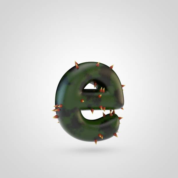 istock Plant letter E lowercase with spikes isolated on white background. 934643376