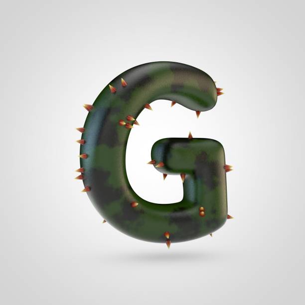 istock Plant letter G uppercase with spikes isolated on white background. 934643444