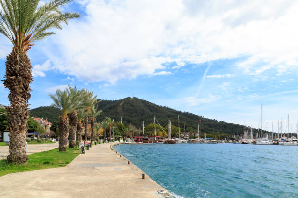 istock Gocek seaport with palm trees in Gocek, Turkey 934646860