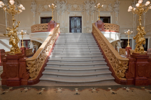 3d render of luxury manor interior - hall