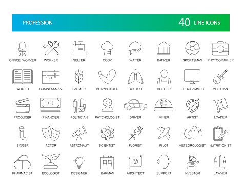 Line icons set. Proffesion pack. Vector Illustration