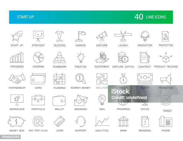 Line Icons Set Start Up Pack Stock Illustration - Download Image Now - Business, Icon Symbol, Icon Set