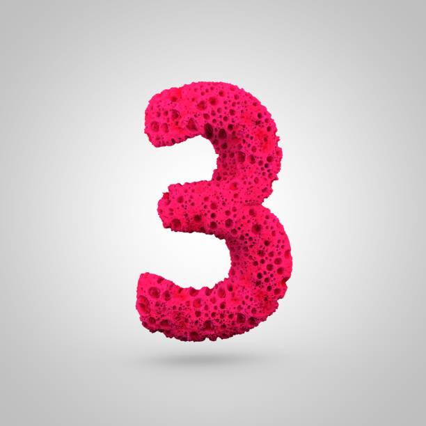 istock Pink sponge number 3 isolated on white background. 934655944