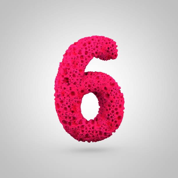 istock Pink sponge number 6 isolated on white background. 934655974