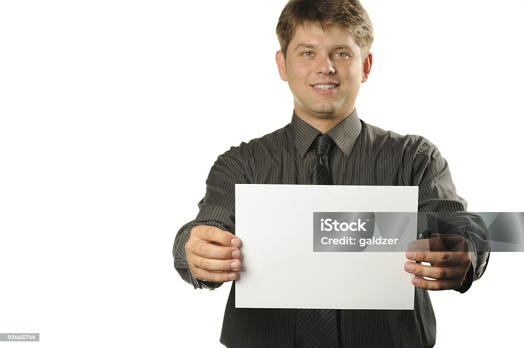 Jovem o homem segura sinais em branco - Foto de stock de Adulto royalty-free