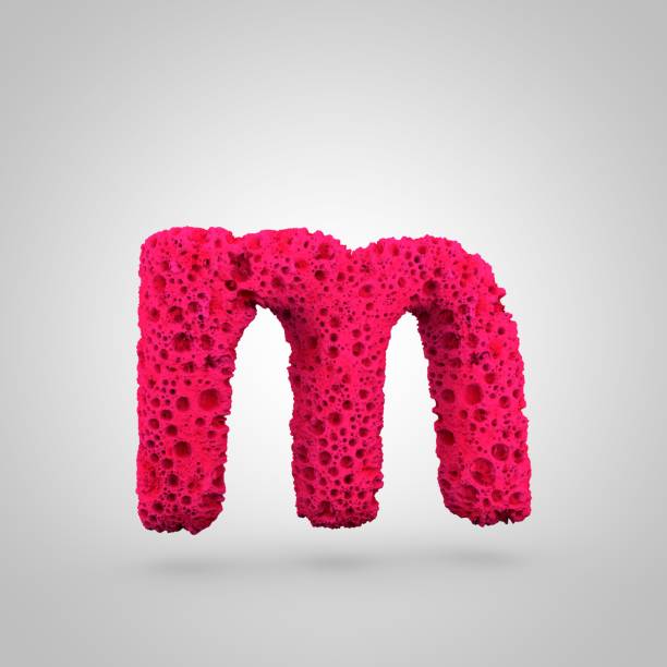 istock Pink sponge letter M lowercase isolated on white background. 934658506