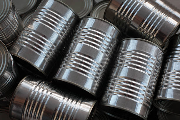 istock tinned food - generic steel cans / tins packaging 93465953