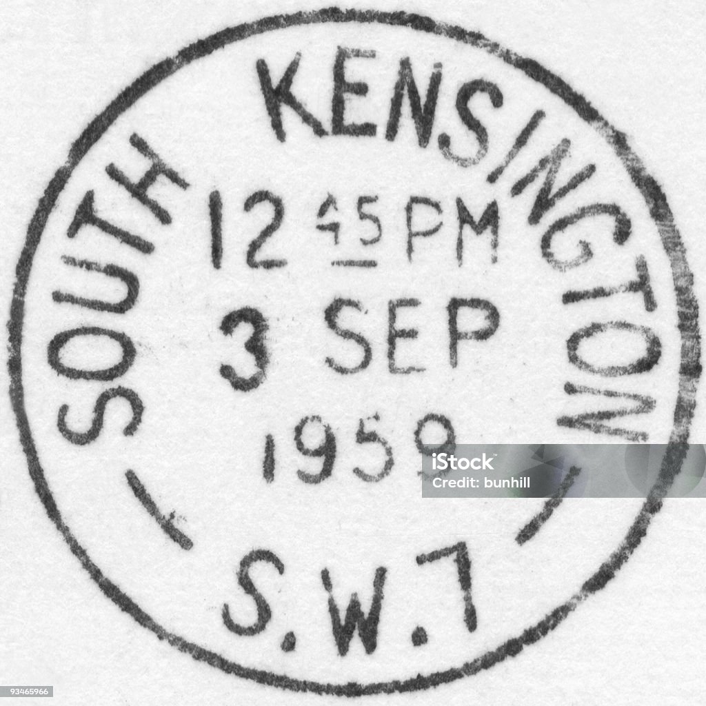 Marca Postal de Londres-South Kensington 1959 - Foto de stock de Londres - Inglaterra royalty-free