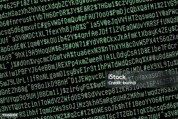 Random Green Computer Text Data On Monitor Screen Stock Photo - Download Image Now - Encryption, Chance, Chaos
