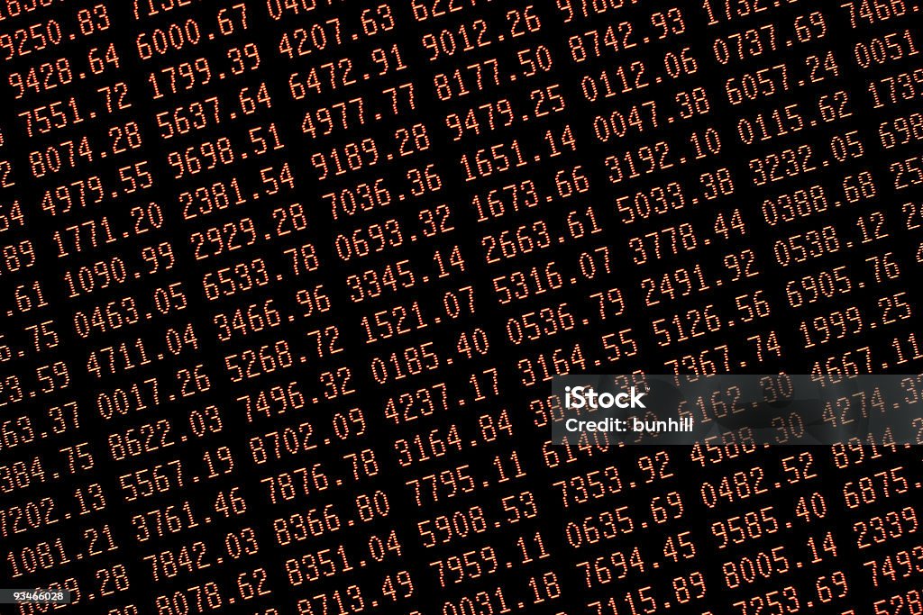 spreadsheet numbers - financial data in red  Banking Stock Photo