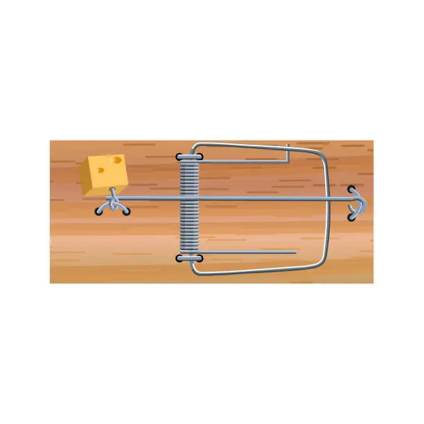 Vector illustration of Mousetrap with cheese i