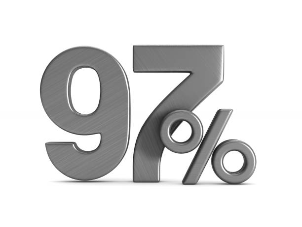 istock ninty seven percent on white background. Isolated 3D illustration 934667506