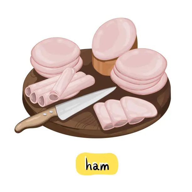 Vector illustration of Ham on white background.