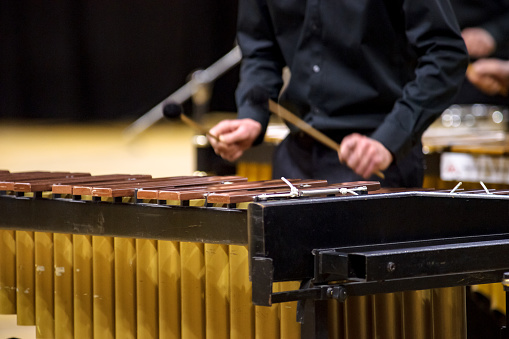 Xylophone or mallet player with sticks