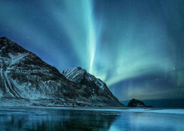 istock Northen light under mountains. Beautiful natural landscape in the Norway 934676026