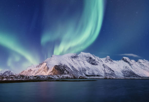 istock Northen light under mountains. Beautiful natural landscape in the Norway 934676062