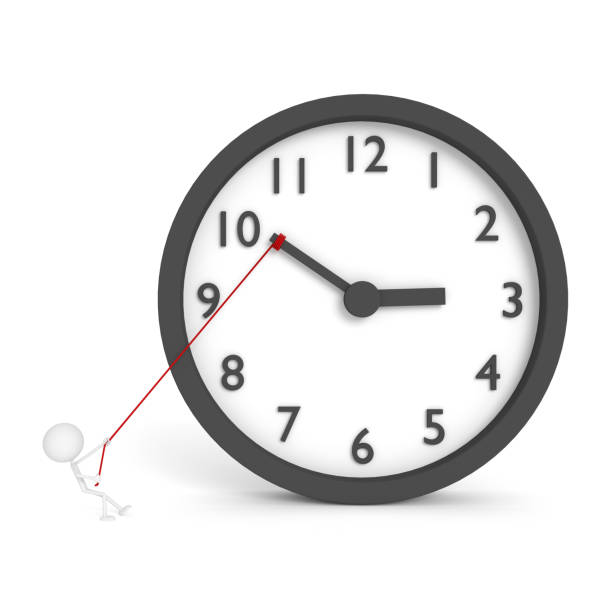 istock The man try to stop the time. 3D rendering. 934676140