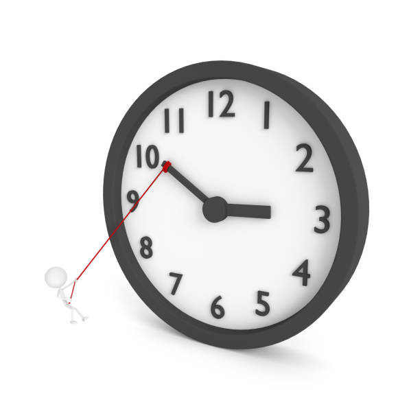 istock The man try to stop the time. 3D rendering. 934676144