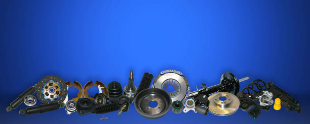 istock Spare parts car on the blue background set 934682334
