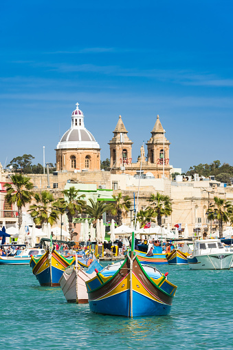 Traditional fisherman village and boats,Malta.