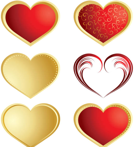 ilustraciones, imágenes clip art, dibujos animados e iconos de stock de conjunto de corazón de san valentín - valentines day heart shape backgrounds star shape