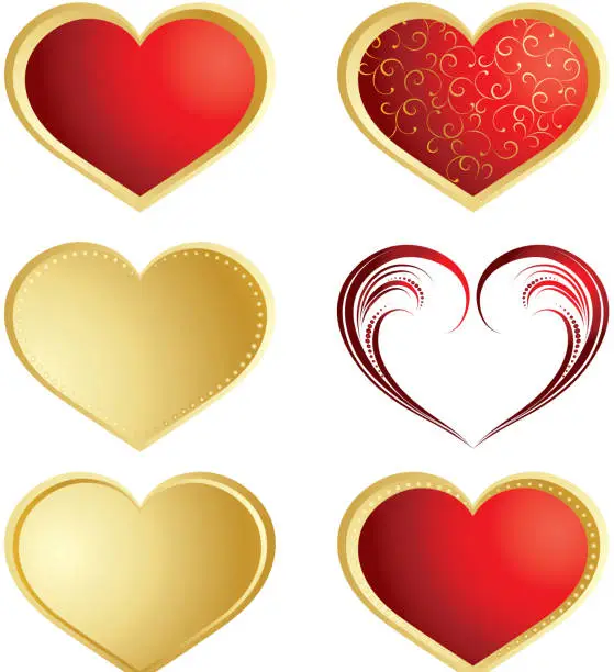 Vector illustration of set of valentines heart