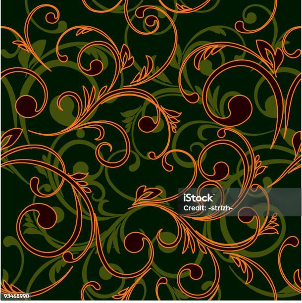 Черный Абстрактный Seamless — стоковая векторная графика и другие изображения на тему Бесшовный узор - Бесшовный узор, Стиль барокко, Королевство