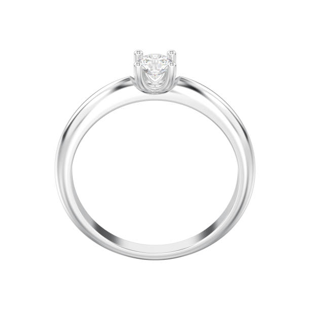 istock 3D illustration isolated white gold or silver traditional solitaire engagement diamond ring 934690266