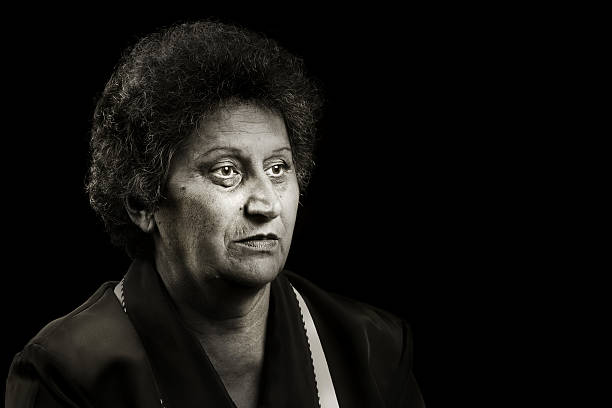 istock Senior woman on black 93471081