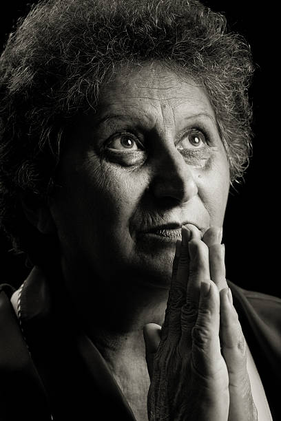 istock Senior woman on black 93471082