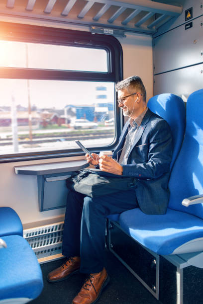 istock Businessman working and traveling by train 934711712
