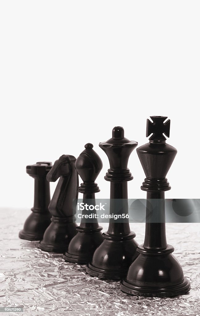 Fila de ajedrez piezas negro - Foto de stock de Ajedrez libre de derechos